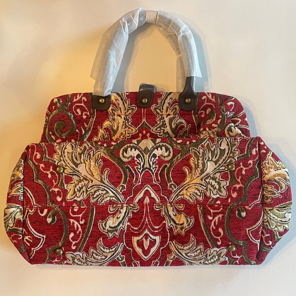 Hopeless Romantic Carpet Bag Style Red Floral Statement Tote - Picture 2 of 11